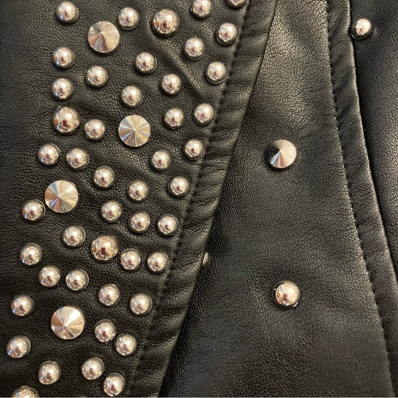 AKIRA Black Studded Faux Leather Jacket NWT - Picture 3 of 9